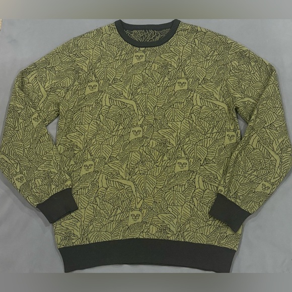 Ripndip Olive Green Leaf Pattern Crewneck Sweater